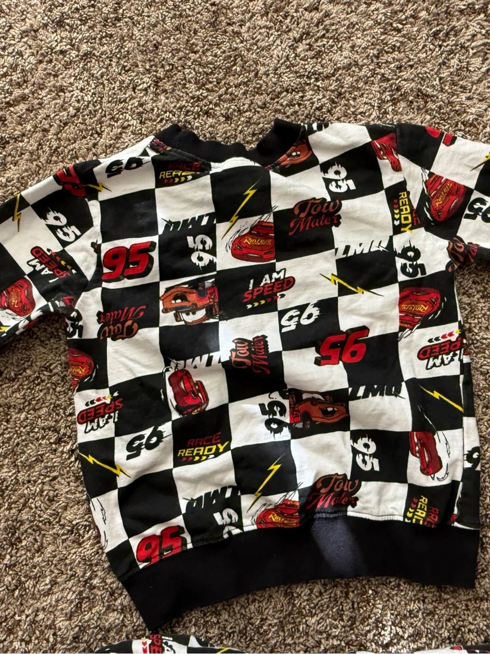 Kids Lightning Race Car Pajama Set - Black, White & Red